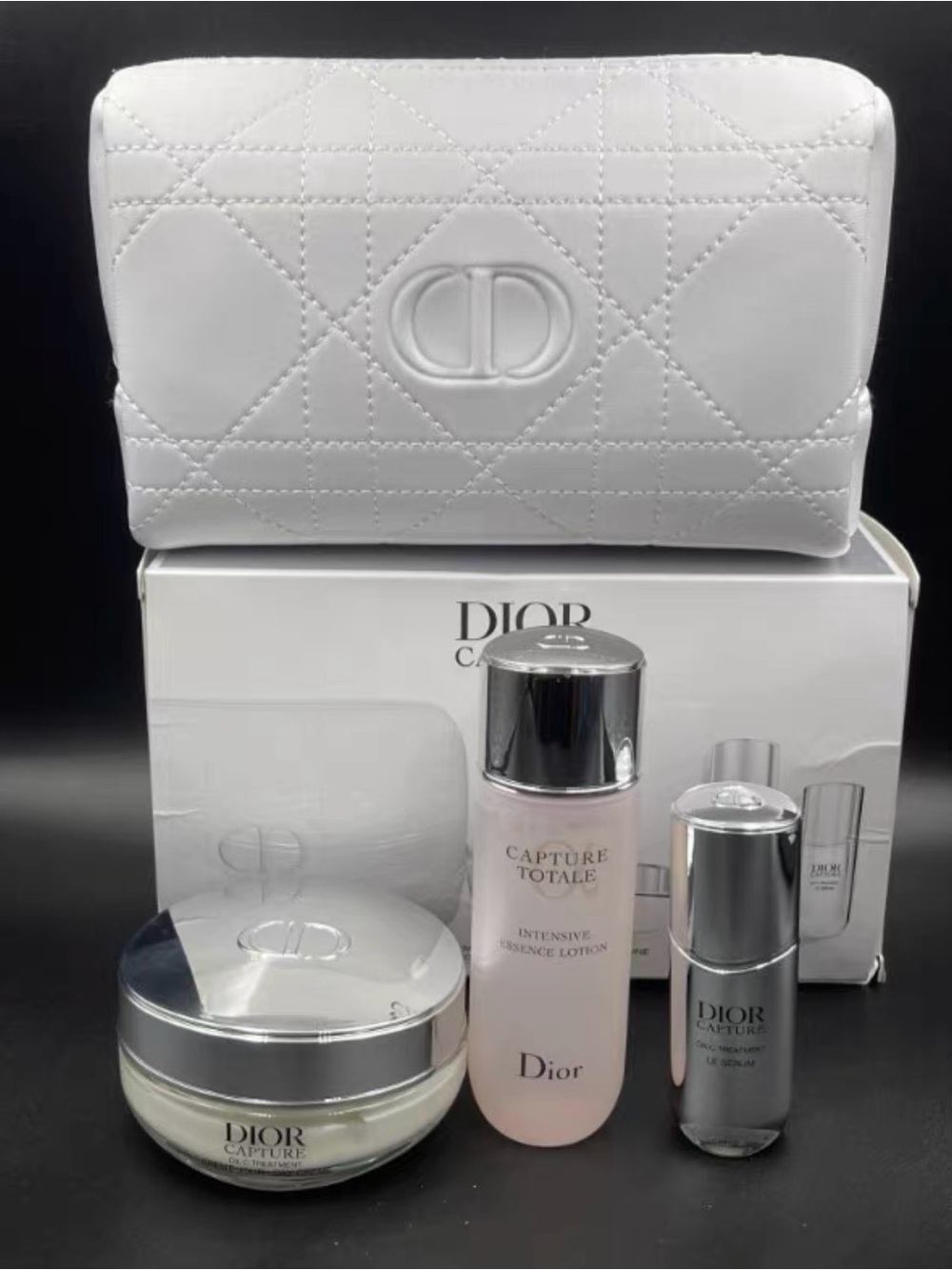 Dior Beauty White Quilted Cosmetic Pouch Makeup Bag